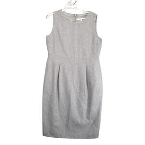 Shade Gray Wool Blend Sleeveless Sheath Dress Sz 12 Box Pleats Knee-Length Y2K